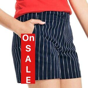 Nautica Women's Mid-Rise Twill Short, Navy Stripped,6,10 New with Tags